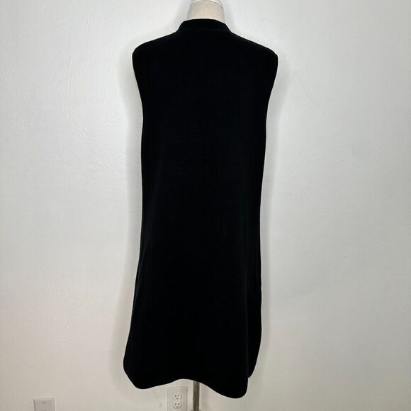 Joan Vass Sleeveless Long Black Open Cardigan Size 2 (US 12/14) - Picture 3 of 4
